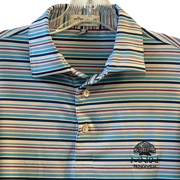 Peter Millar Men's Striped Golf Polo Shirt Multicolor Size S - Picture 2 of 14